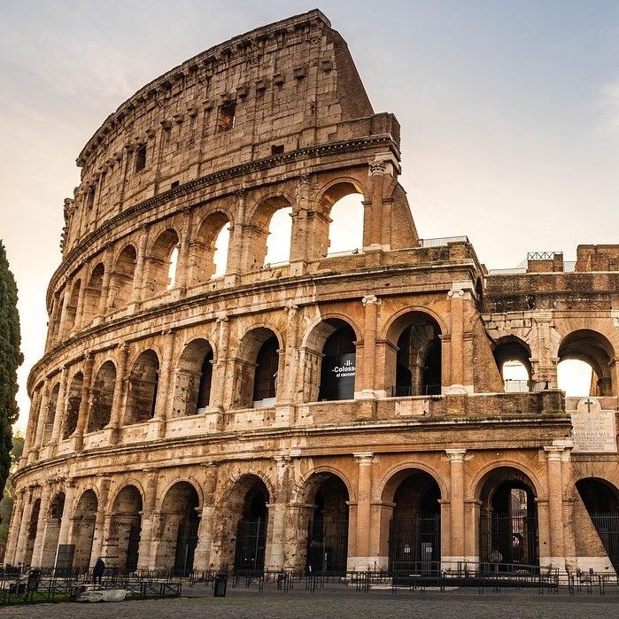 italy, rome, colosseum, sunset, nature, ancient architecture, travel, roman arena, tourists